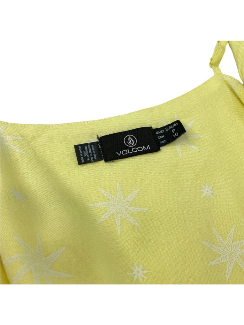Volcom Dress Womens Size S Yellow Things Changing Wrap Starfish Visco Nwt $49 - Picture 5 of 10
